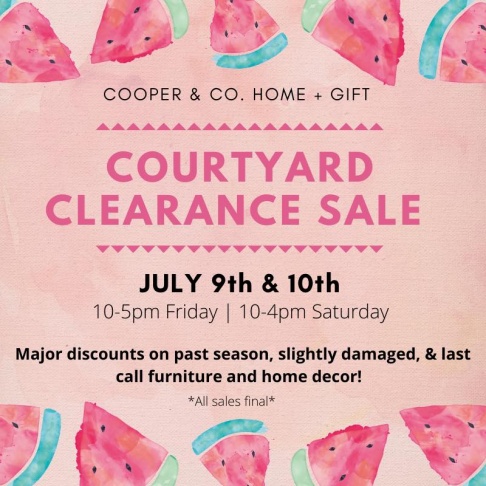 Cooper and Co. Home + Gift Courtyard Clearance Sale
